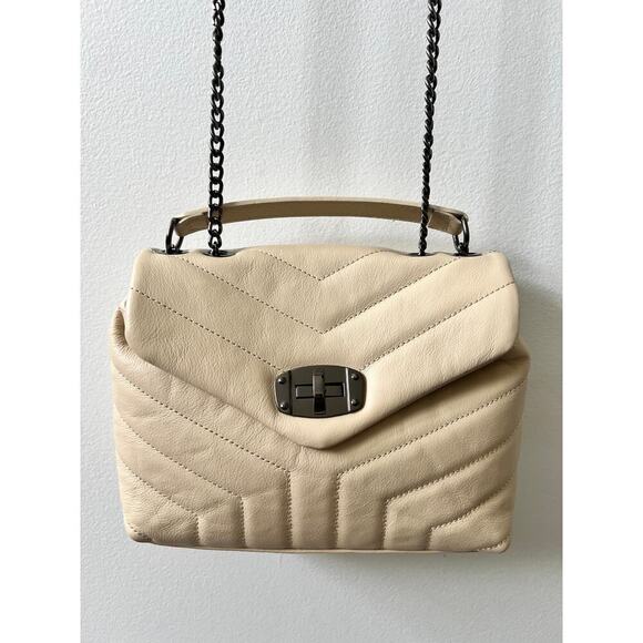 Davina Firenze beige clasp leather shoulder bag - Picture 2 of 5